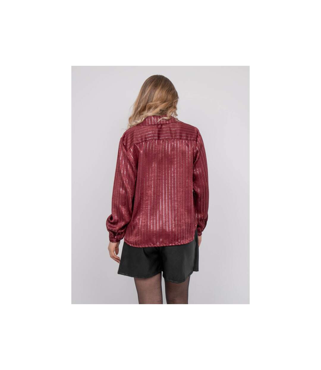 Chemise satinée rayures métallisées ORONA - Dona X Lisa-2