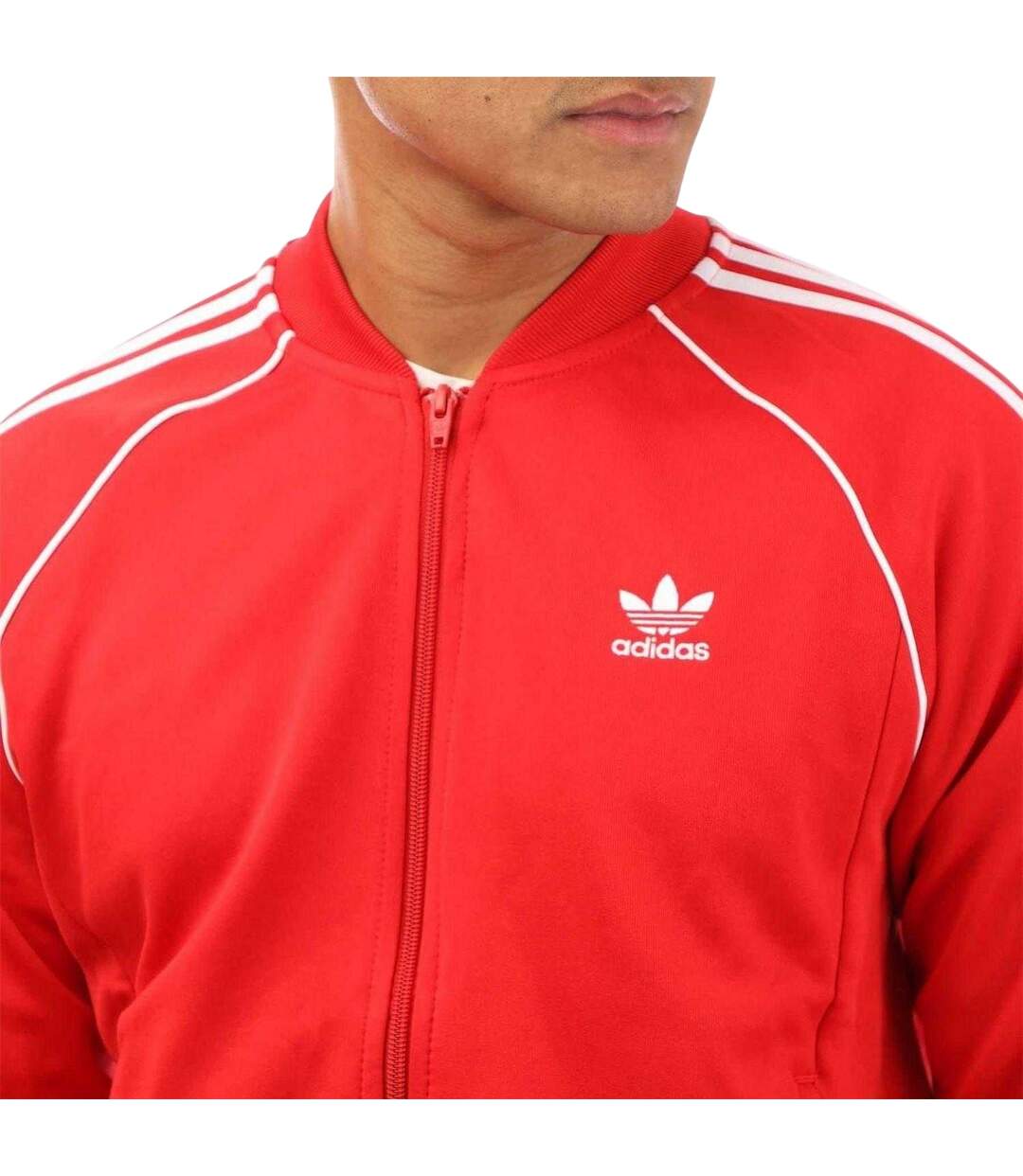 Mens Adicolor Track Jacket Red Adidas-4