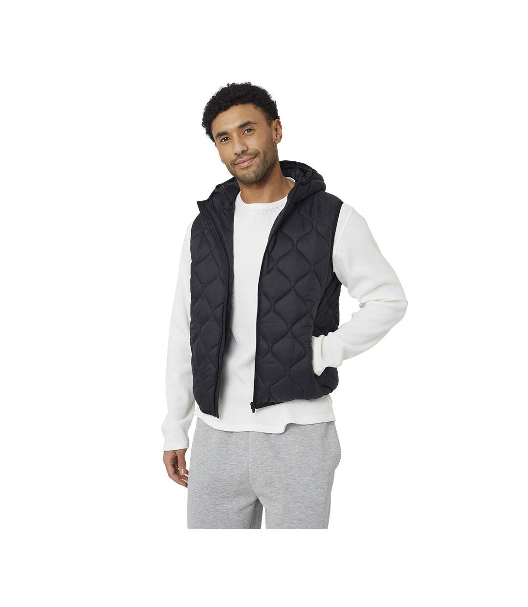 Doudoune Sans Manches Motif/style À Capuche Homme Noir Brave Soul-1