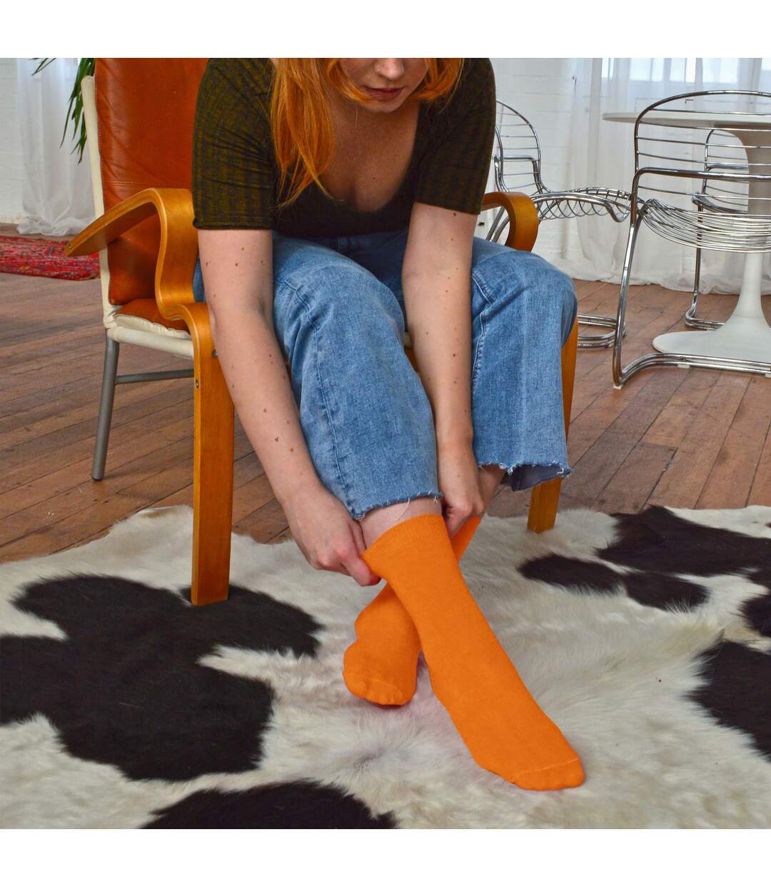 6 Paires Chaussettes Femme Coton en Couleur Uni-5