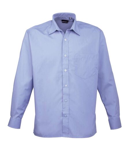 Premier Mens Long Sleeve Formal Plain Work Poplin Shirt (Mid Blue) - UTRW1081