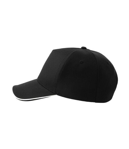Casquette De Baseball Motif/style 5 Panneaux Recy Five Piping Adulte Noir Blanc Atlantis Headwear