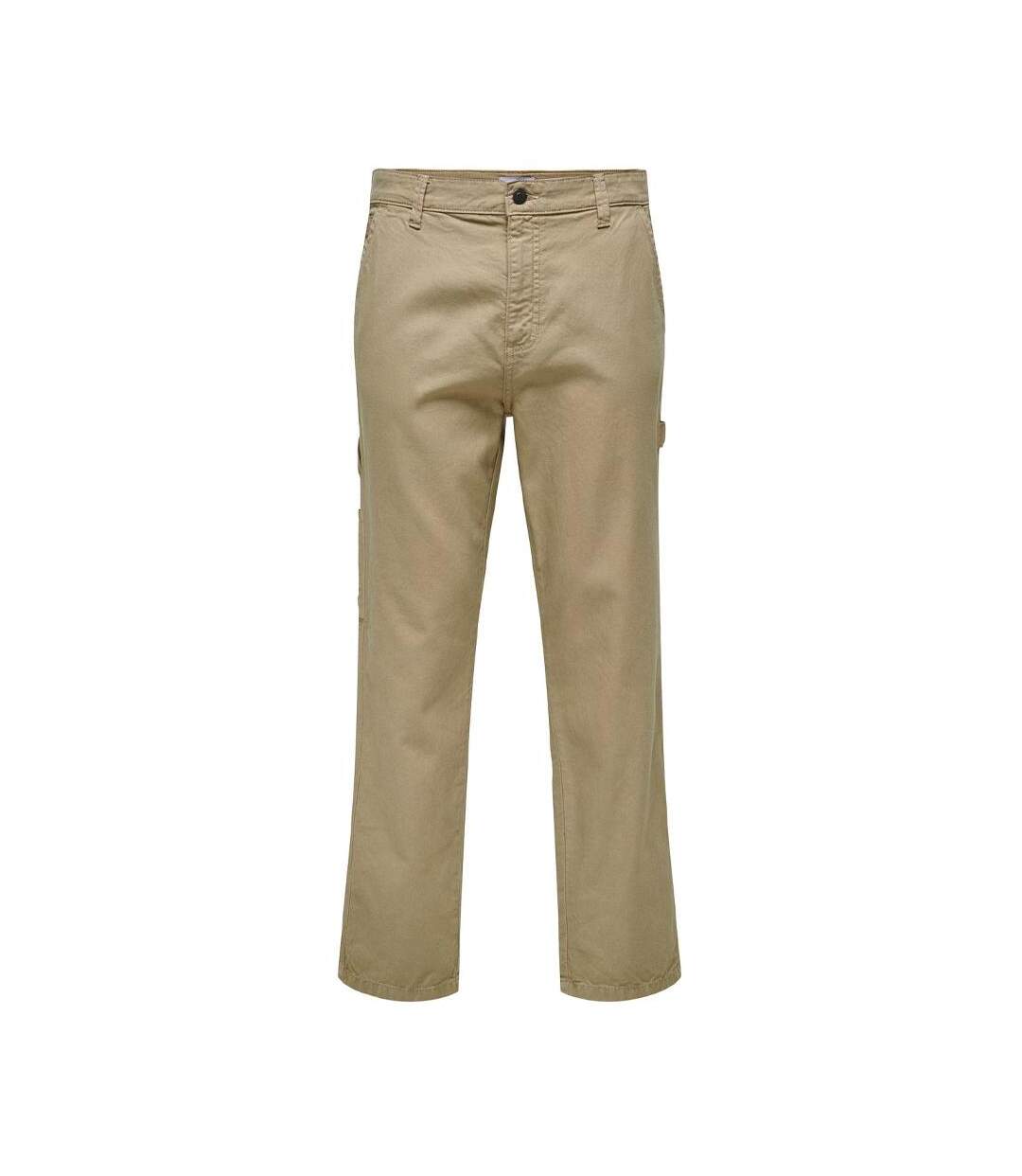 Pantalon cargo beige homme only & sons sedge carpenter straight-3