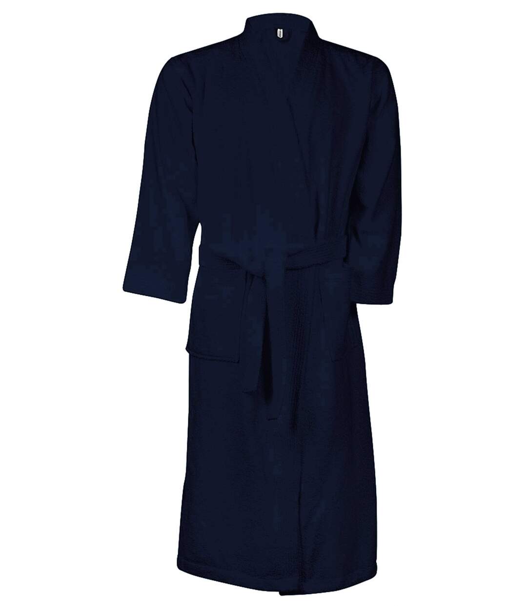 Peignoir de bain - coton - col kimono - K115 - bleu marine