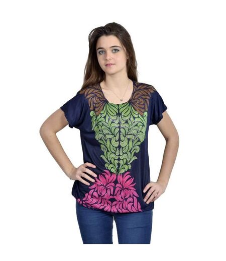 Tee shirt tunique femme manches courtes  avec motif