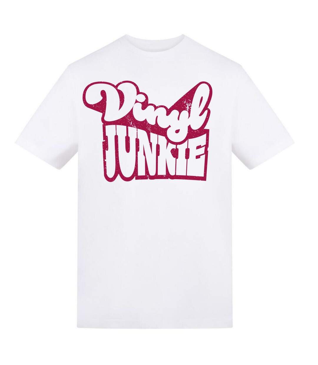 Unisex Adult Vinyl Junkie T-shirt White AWD-1