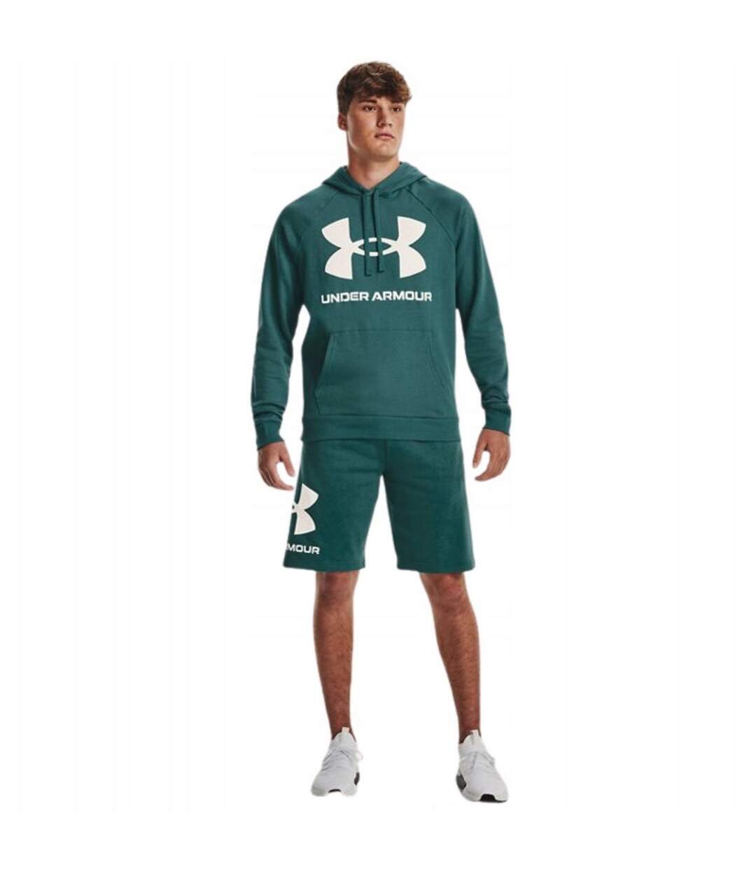 Sweat À Capuche Entraînement Style Gros Logo Rival Homme Vert Under Armour-4