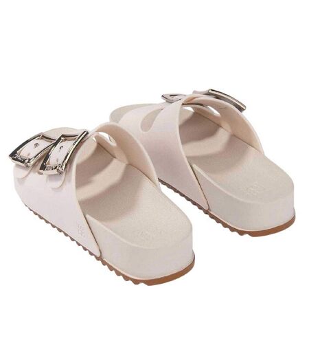 Womens/ladies Slip-on Flat Sliders White Zaxy