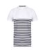 Front Row Adults Unisex Breton Striped T-Shirt (White/Navy) - UTPC3515