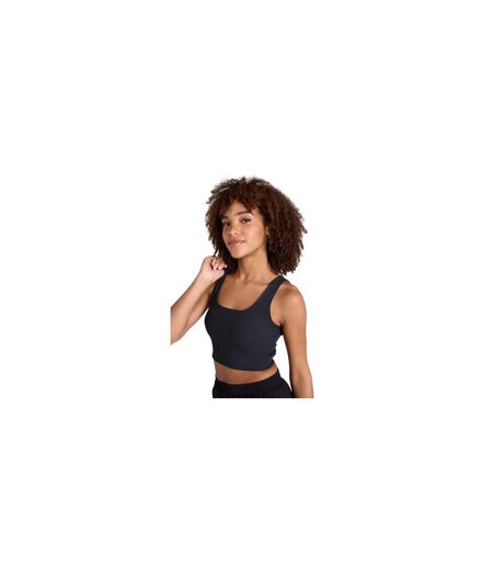 Womens/ladies Laurel Cropped Tank Top Black Animal