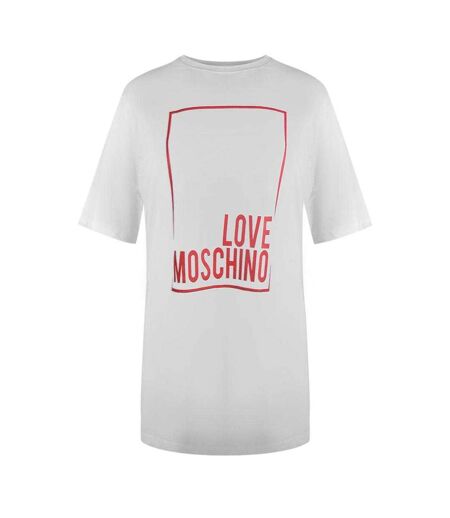 Womens/ladies Box Logo Oversized T-shirt Dress White Love Moschino