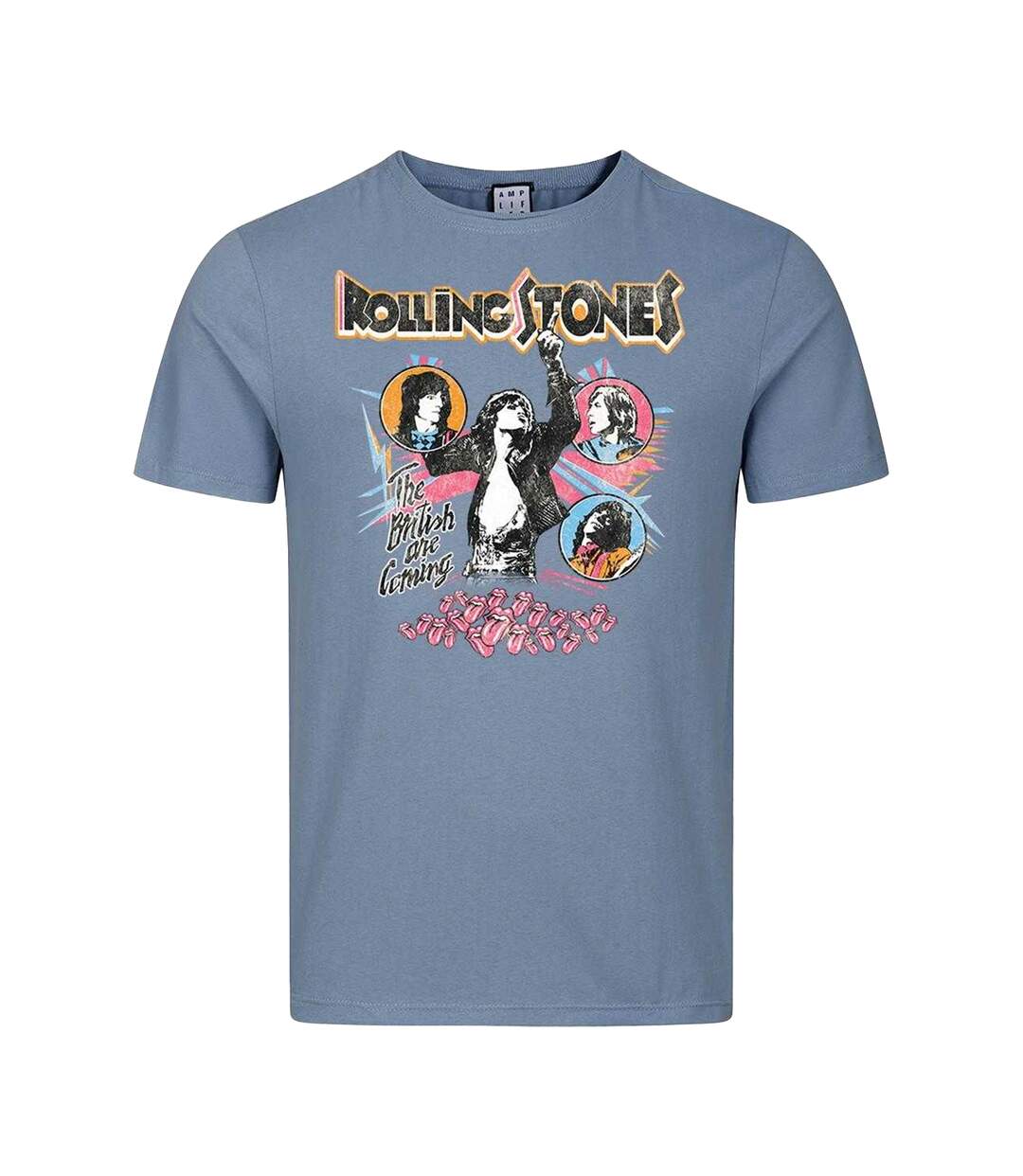 T-shirt Motif/style The Rolling Stones British Are Coming Adulte Bleu Amplified-1