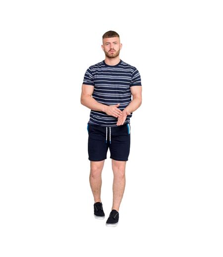 Mens d555 piccadilly yarn dyed stripe jacquard kingsize t-shirt navy/white Duke