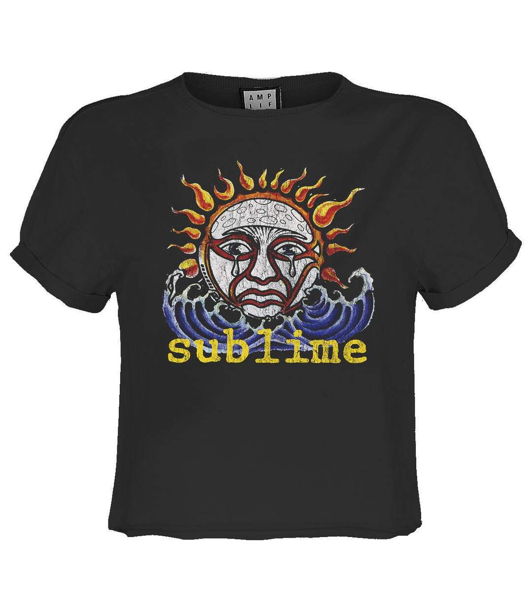 Womens/ladies ska sun logo sublime crop top charcoal Amplified-1