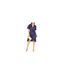 Womens/ladies V Neck Flutter Wrap Dress Navy Mela London-1