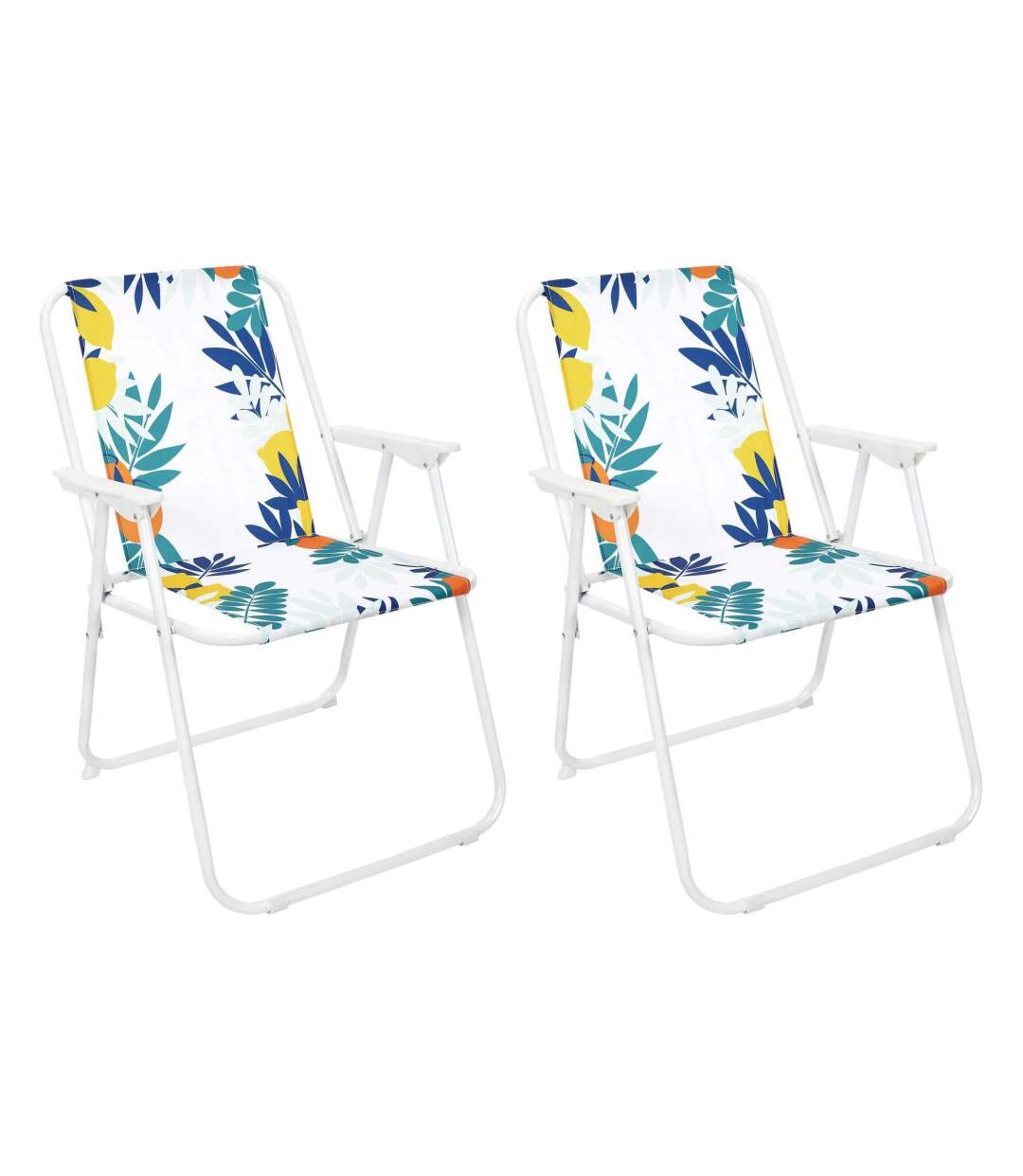 Set de 2 chaises de jardin pliantes en acier et tissu Rio-1