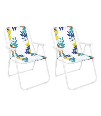 Set de 2 chaises de jardin pliantes en acier et tissu Rio