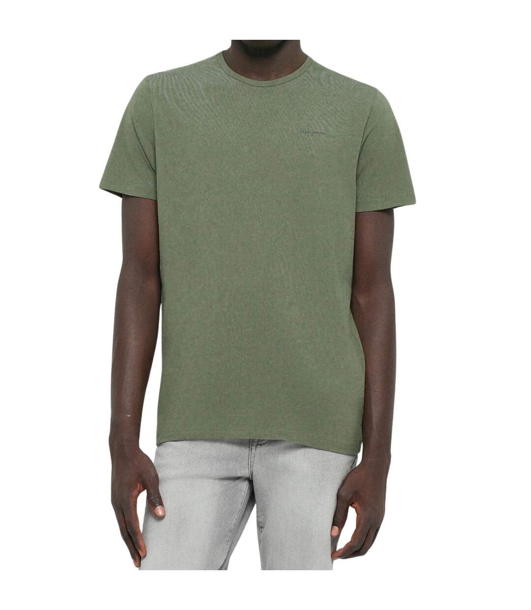 Mens Slim T-shirt Khaki Green Pepe Jeans-1