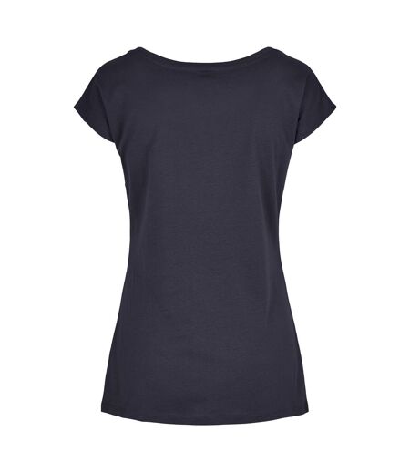 Build Your Brand Womens/Ladies Wide Neck T-Shirt (Navy) - UTRW8369