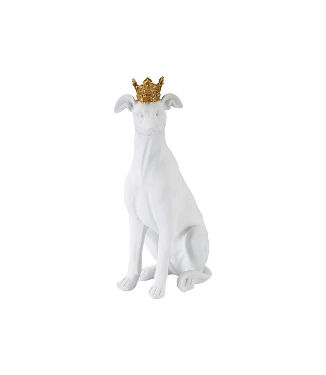 Statuette Déco Chien Couronne 33cm Blanc-1