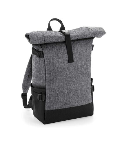BagBase Block Roll-Top Backpack (Gray Marl/Black) (One Size) - UTPC3592