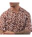 Mens Leaf Print Relaxed Fit Short-sleeved Shirt Brown Boss-4