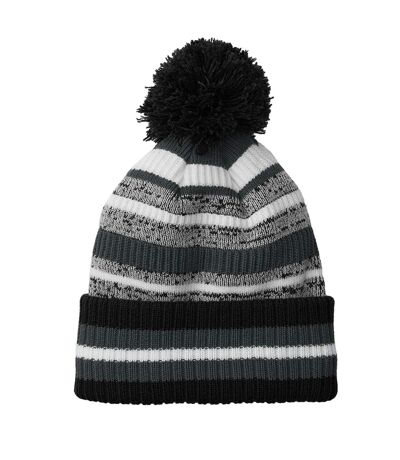 Unisex adult striped beanie black/graphite grey/white Beechfield