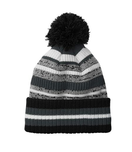 Unisex adult striped beanie black/graphite grey/white Beechfield