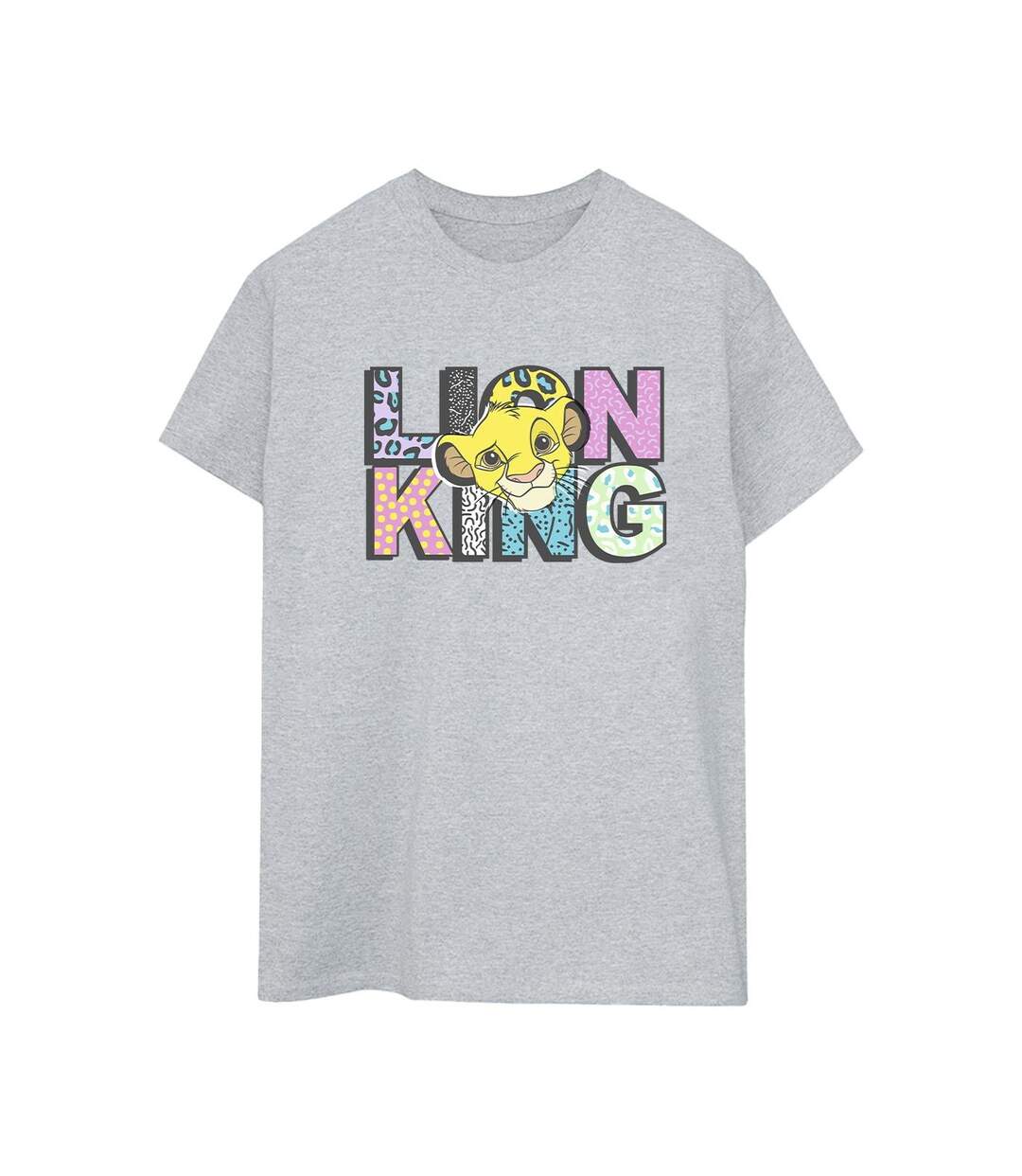 Disney Womens/Ladies The Lion King Pattern Logo Cotton Boyfriend T-Shirt (Gris sportif) - UTBI29472-1