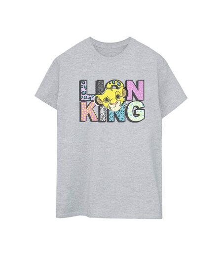 Disney Womens/Ladies The Lion King Pattern Logo Cotton Boyfriend T-Shirt (Gris sportif) - UTBI29472