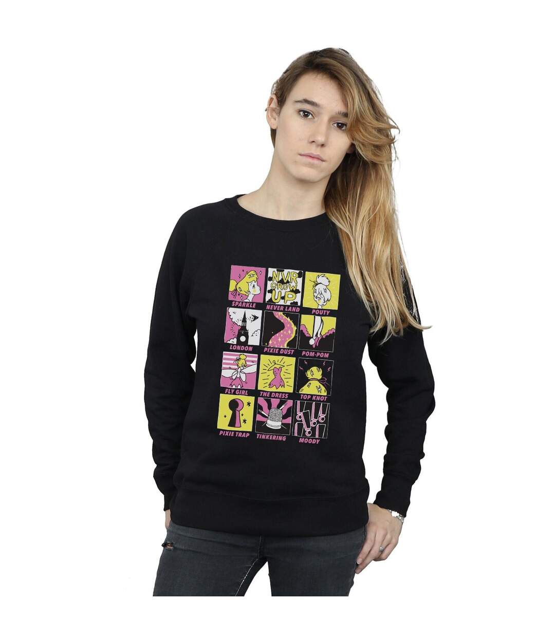 Disney Sweat Femme/Ladies Tinkerbell Squares (Noir) - UTBI40898-2