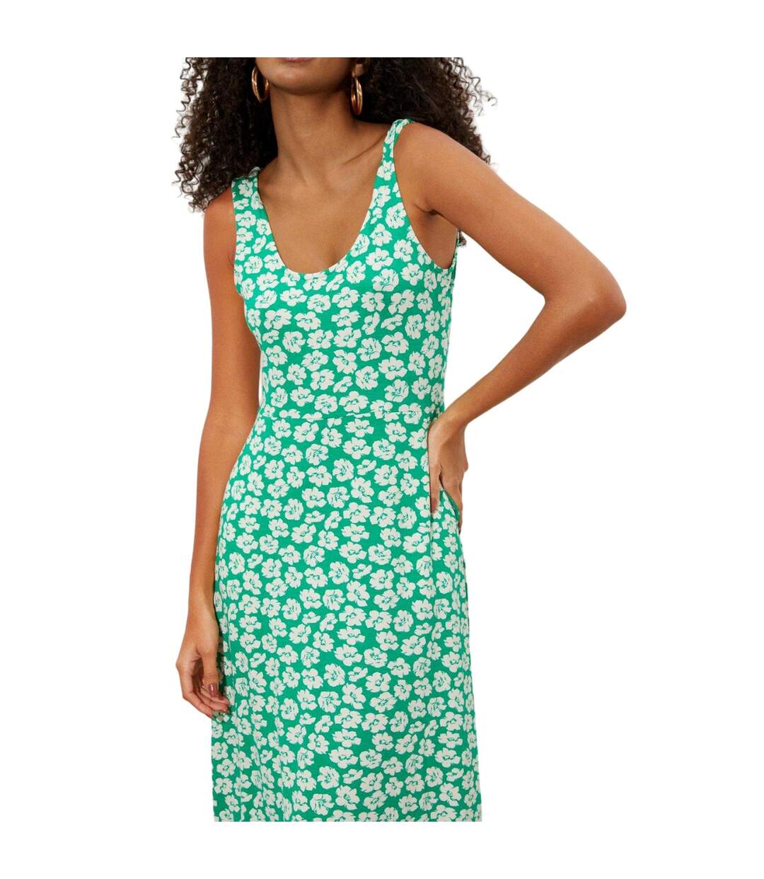 Robe mi-longue femme vert / blanc Dorothy Perkins-3