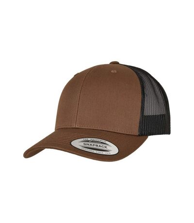 Casquette trucker retro adulte marron clair / noir Flexfit