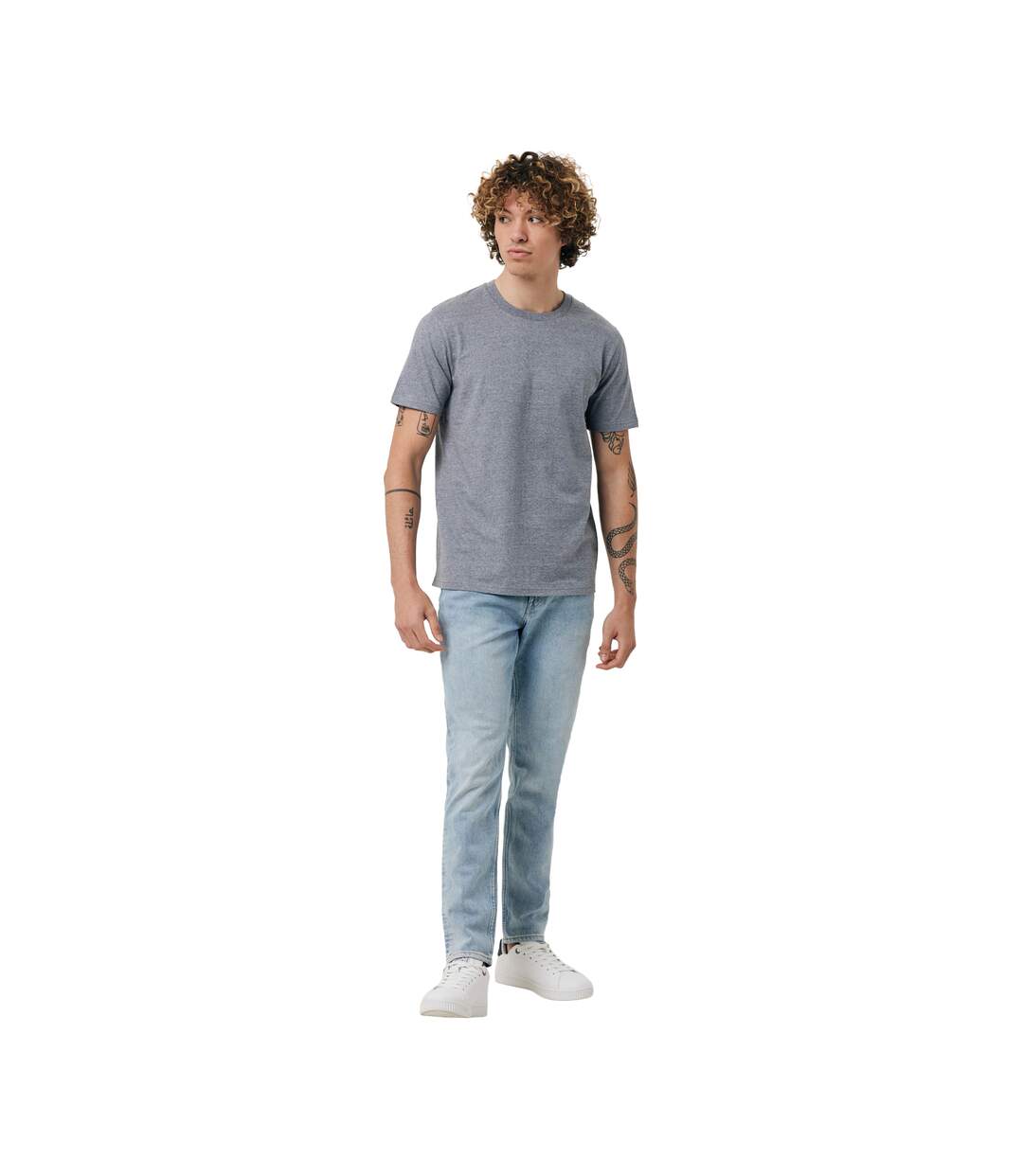 T-shirt Brett Adulte Bleu Marine Clair Chiné Iqoniq-1