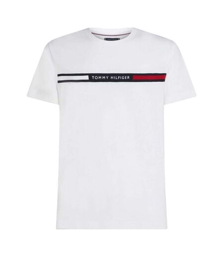 Mens Panel Cotton Branded Tape Regular T-shirt White Tommy Hilfiger