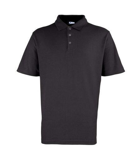 Premier Mens Pique Stud Front Polo Shirt (Black)