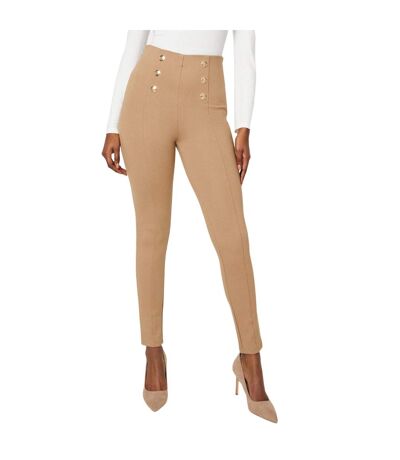 Womens/ladies military button skinny leggings camel Dorothy Perkins