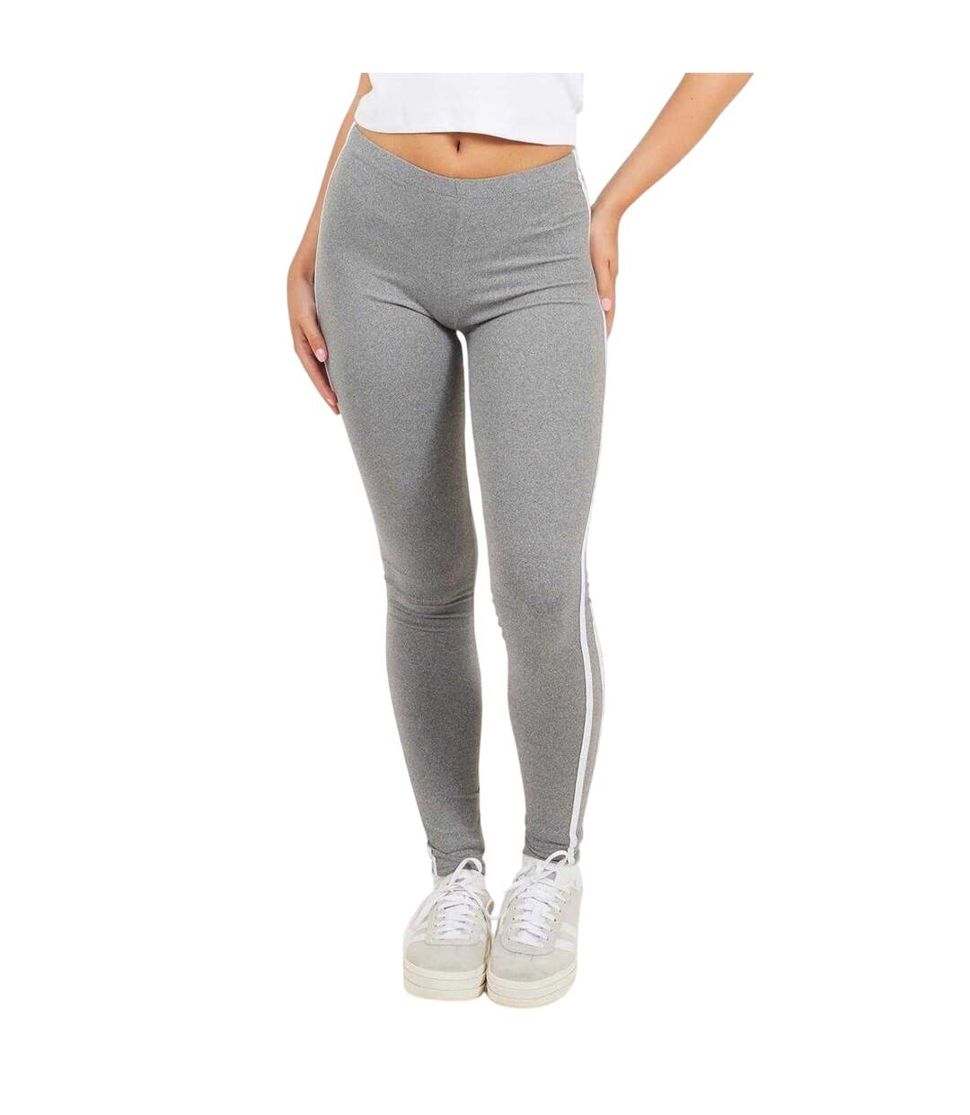 Legging Motif/style Rayure Latérale Femme Gris Chiné Blanc Brave Soul-2