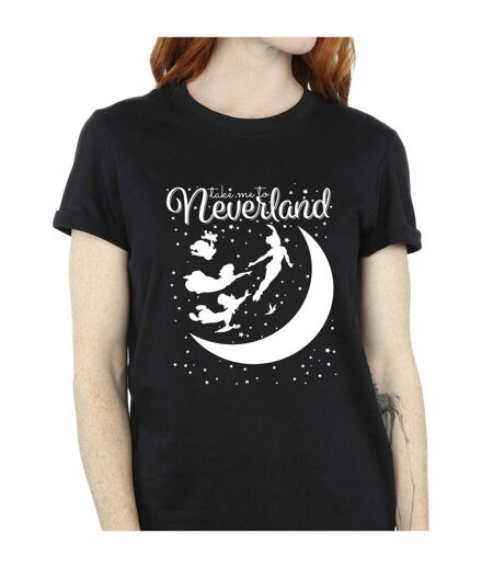 Disney Womens/Ladies Peter Pan Take Me To Neverland Cotton Boyfriend T-Shirt (Noir) - UTBI42453