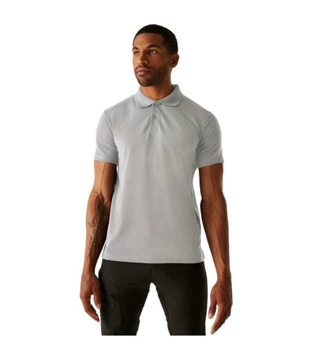 Polo Uni Manches Courtes Homme Gris Chiné Regatta Professional-1