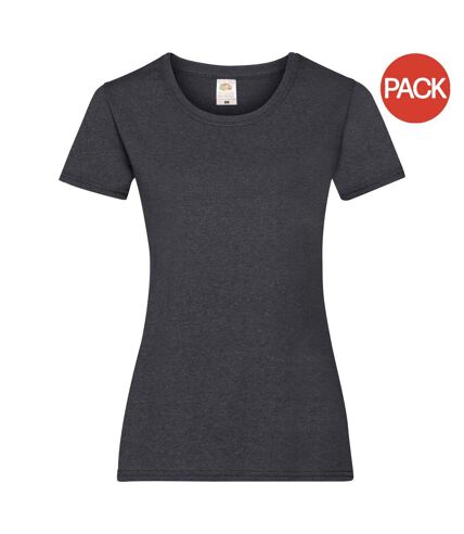 Ladies/womens lady-fit valueweight short sleeve t-shirt pack dark heather Fruit of the Loom