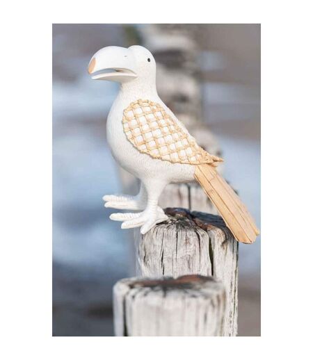 Statuette Déco Toucan 38cm Blanc & Naturel