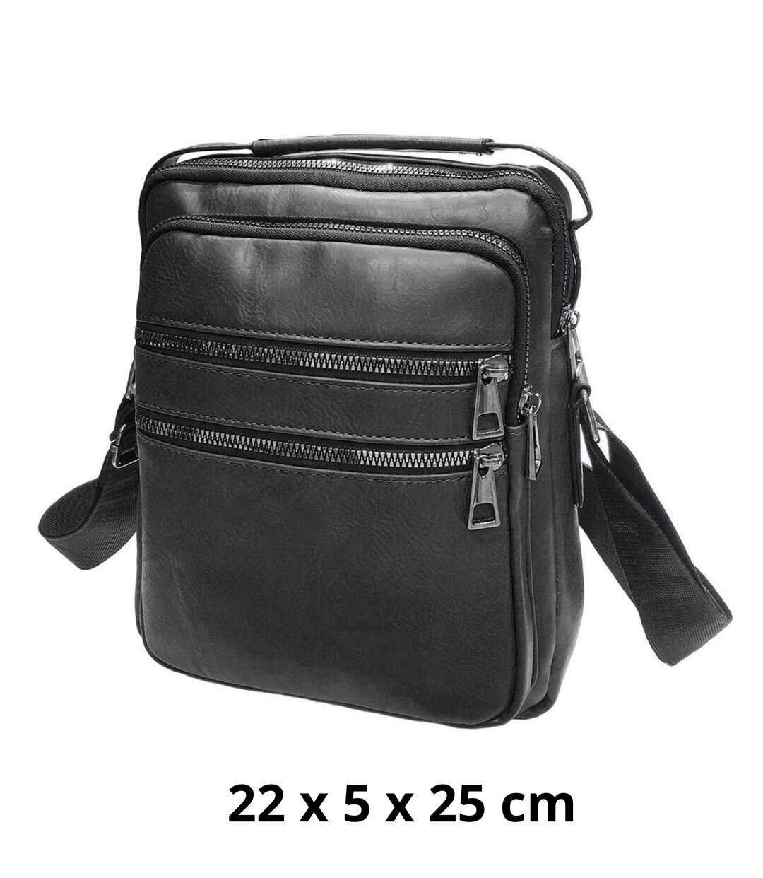 Sacoche bandoulière homme en polyuréthane - Noir- Elégance fonctionnelle pour un style urbain-1
