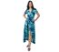 Robe longue viscose SAKURA imprimé marine et turquoise Coton Du Monde-1