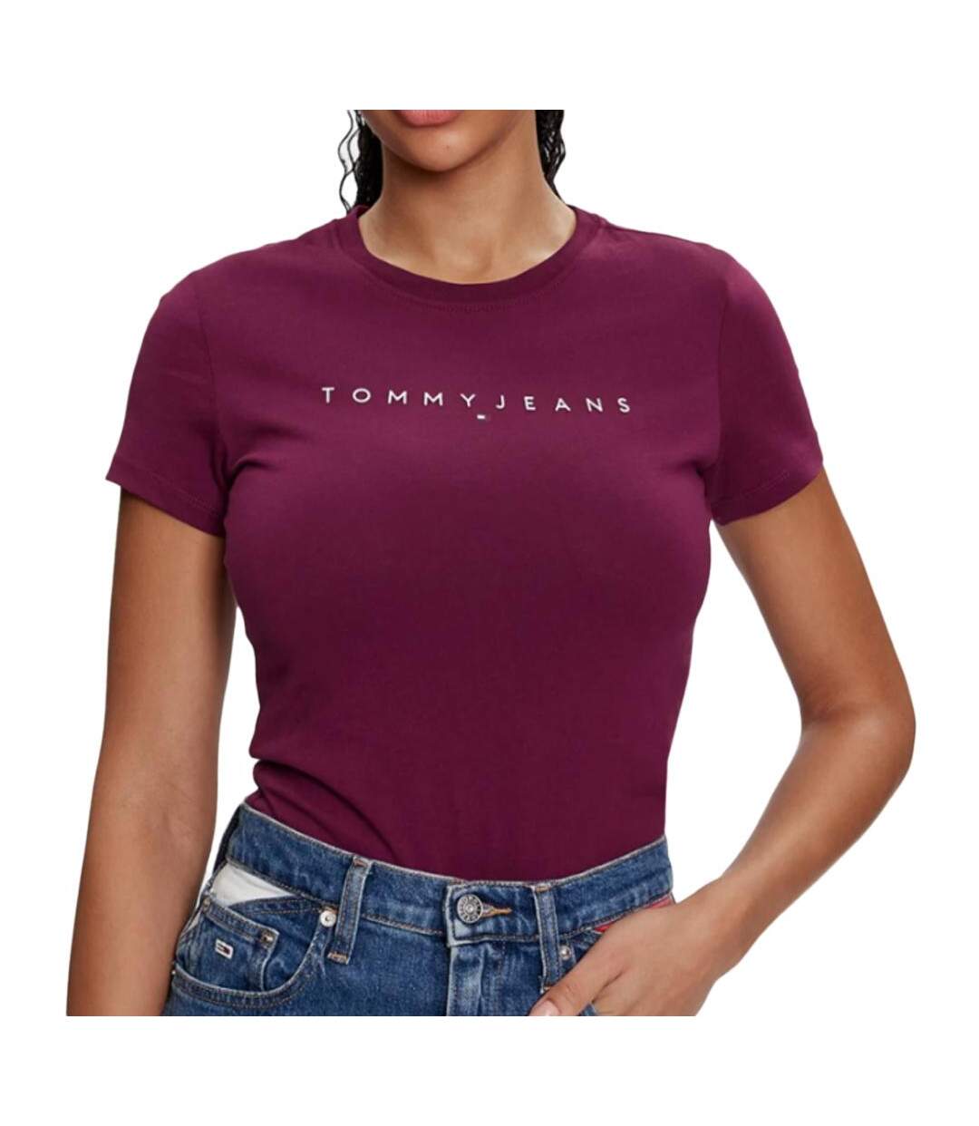 T-shirt Bordeaux Femme Tommy Hilfiger Linear - L