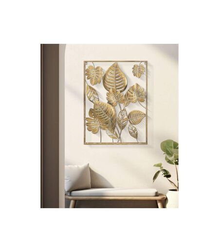 Décoration Murale Encadrée en Métal Jungle 80cm Or