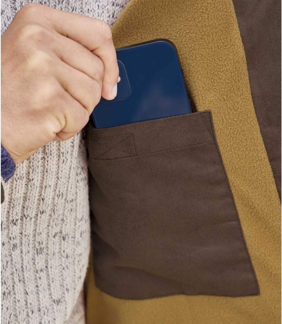 Men's Full-Zip Faux-Suede Jacket - Brown Atlas For Men