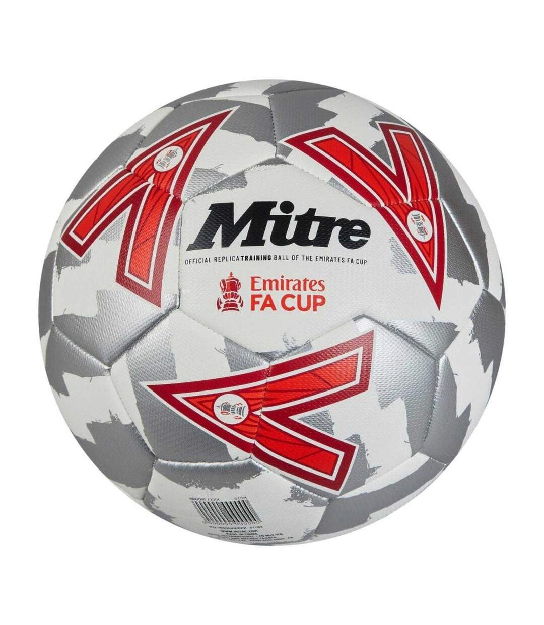 Ballon De Foot Emirates Fa Cup 24/25 Taille 5 Blanc Gris Argent Rouge Mitre-1