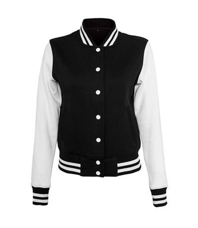 Build Your Brand Womens/Ladies Sweat College Jacket (Black/White)