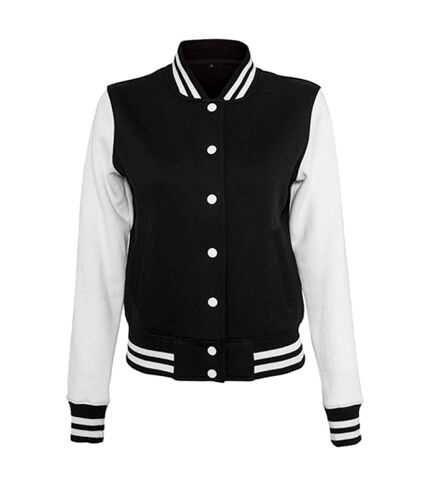 Build Your Brand Womens/Ladies Sweat College Jacket (Black/White) - UTRW5672